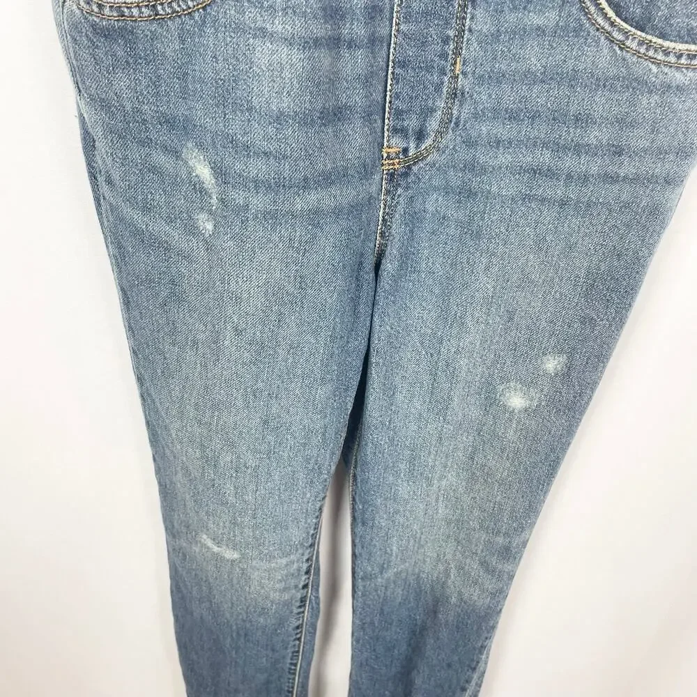 GAP Kids Distressed‎ Jean Overalls L Medium Indigo Denim